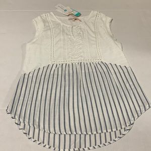 NWT Skies are Blue Feliciano Mixed Material Keyhole Knit Top